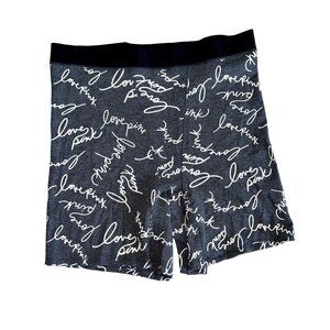 NWOT Victoria's Secret PINK Grey Logo Print Sleepwear Boxer Shorts Women's X-Lar